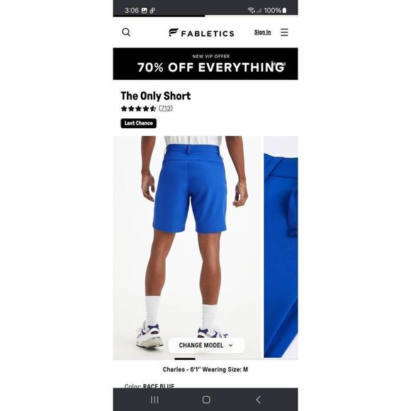 New Large Fabletics Race Blue The Only Shorts Quick Dry Stretch Casual Athletic - Picture 4 of 13
